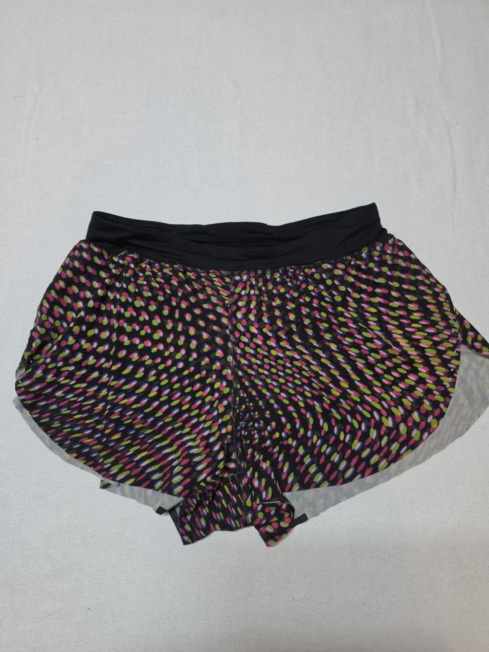 Lululemon Women’s Size 10 Black Multicolor Dot Print Running Shorts Athletic